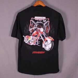 Vintage American Chopper Fire Bike Tee XL Black Y2K Firefighter Maltese Cross